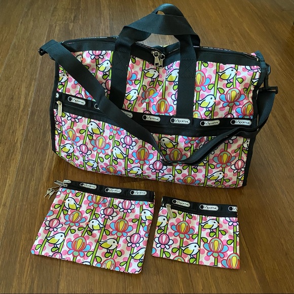 Lesportsac Handbags - LeSportsac Large Weekender & Flat Pouch Set